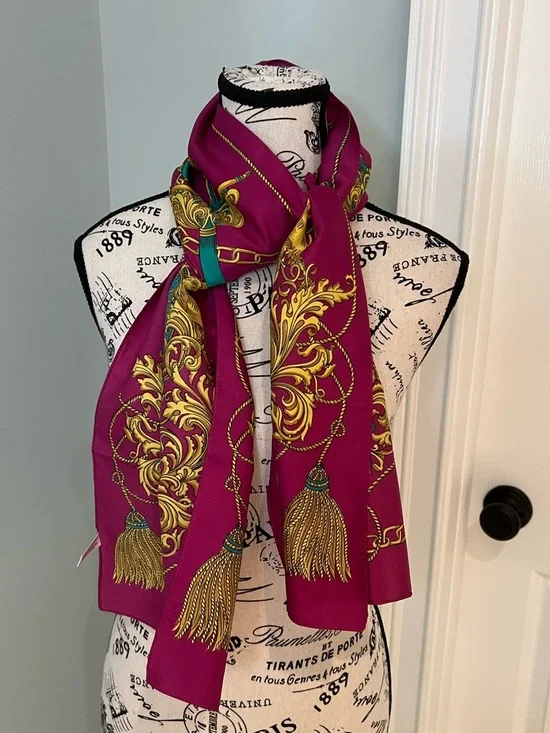 Betmar Pink - Gold - Green- Patterned Scarf | Made in Italy | Like New - Picture 1 of 8